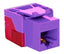 Purple ICC Cat 6 EZ modular keystone jack with red strain relief boot and gold-plated contacts for network cabling