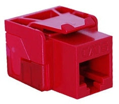 Red ICC Cat 6 EZ modular keystone jack connector with push-pull tabs for structured cabling installation