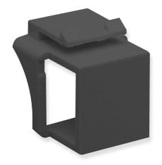 Black modular keystone blank insert with handle, part of 10-pack set for network cabling installations Main image
