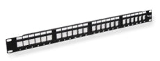 24-port blank patch panel for 1RMS rack mount with cable management slots
