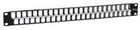 ICC 48 port high density blank patch panel with 1 RMS mounted on black metal frame