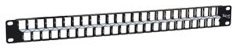 ICC 48 port high density blank patch panel with 1 RMS mounted on black metal frame
