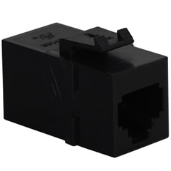 Black RJ-11/14/25 6P6C keystone modular coupler with punch-down terminals for network cabling Main image