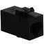Black RJ-11/14/25 6P6C keystone modular coupler with punch-down terminals for network cabling