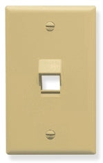 Ivory single gang wall plate with one angled port keystone opening for structured cabling installations Main image