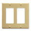 Ivory double gang Decora faceplate with two rectangular cutouts for network outlets and wall mounting holes