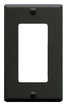 Black single gang Decora faceplate with rectangular opening for network outlets and switches