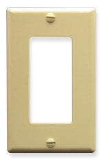 Ivory single gang decora faceplate with rectangular opening for network cabling and structured cabling accessories