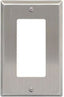 Single gang stainless steel decorex faceplate with rectangular cutout for network cabling accessories