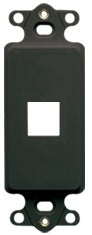 Black 1 port Decora insert plate for network cabling with mounting bracket and blank port opening
