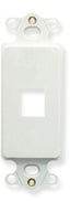 White 1-port Decora insert wall plate for structured cabling and network installations
