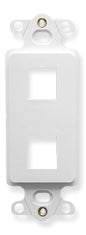White 2-port Decora insert plate with dual rectangular openings for network cabling and structured cabling applications