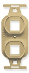 Ivory 2-port electrical insert with dual rectangular openings for networking wall plates and structured cabling installations