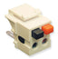 Almond professional grade speaker keystone jack with black and orange terminal connectors for structured cabling