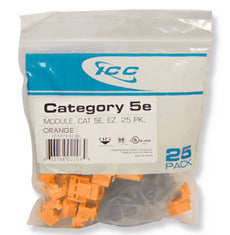 ICC Cat5e EZ Modular Keystone Jack - 25 Pack - Orange