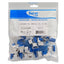 25-pack of blue and white ICC Cat5e EZ modular keystone jacks in sealed plastic bag with product labeling