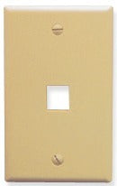 Ivory single gang keystone wall plate with one port opening for network cabling installation