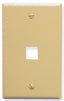 Ivory single gang keystone wall plate with one port opening for network cabling installation