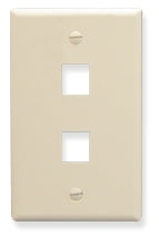 Almond single gang wall plate with two Keystone ports for network cabling Main image