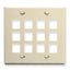 Almond double gang keystone wall plate with 12 port openings for structured cabling installations