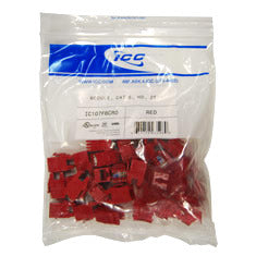 Pack of 25 red ICC HD Cat 6 modular keystone jacks for network cabling installations Main image
