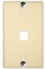 Ivory single gang phone wall plate with one port opening and mounting screws
