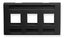 Black ICC 3-port TIA Keystone furniture faceplate with three rectangular openings for network connectors