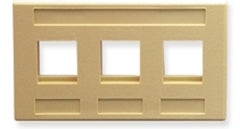 Ivory 3-port TIA Keystone furniture faceplate with three rectangular openings arranged in rows for network cabling connectio… Main image