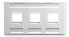 White 3-port TIA Keystone furniture faceplate with six rectangular openings for network connectors