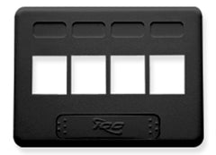 Black ICC 4-port NEMA keystone furniture faceplate with four rectangular openings for networking connectors Main image