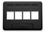 Black ICC 4-port NEMA keystone furniture faceplate with four rectangular openings for networking connectors