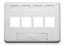 White ICC 4-port NEMA Keystone furniture faceplate with mounting bracket and knockouts