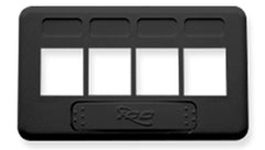 Black 4-port ICC TIA keystone furniture faceplate with four rectangular openings for network cable connections