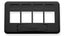 Black 4-port ICC TIA keystone furniture faceplate with four rectangular openings for network cable connections