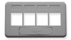 Gray 4-port TIA Keystone furniture faceplate with four rectangular cutouts for network connectors