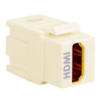 Almond ICC Professional Grade HDMI Keystone Jack with red internal connectors, designed for network cabling installations