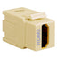 Ivory professional grade HDMI keystone jack with labeled port and hinged cover for structured cabling installations