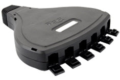 ICC 6 Port Mobile Modular Outlet Box with gray top cover and black base featuring six cable management ports