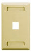 Ivory single gang wall plate with one keystone port opening and cable management handles