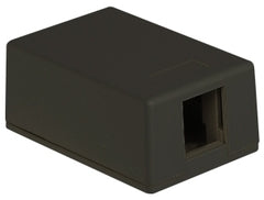 Black surface mount box with single port opening for network cabling applications