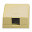 Ivory 1 port surface mount box with black network port opening for structured cabling installations