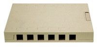 Ivory 12-port surface mount networking box with cable management slots for structured cabling installations