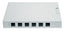 White 12-port surface mount box with six network cable ports arranged horizontally on front panel