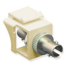 ICC ST fiber optic keystone adapter module in ivory with metal ST connectors for network cabling Main image