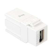 White ICC Professional Grade USB Keystone Jack for network cabling installations and structured cabling systems