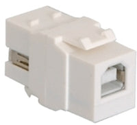 White USB A to B female to female adapter module for network cabling connections