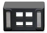 Black ICC Universal 4 Port Keystone furniture faceplate with mounting brackets and port openings
