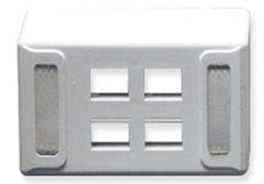 ICC Universal 4 Port Keystone white furniture faceplate with two vertical cable management slots on sides Main image
