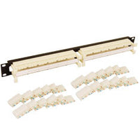 ICC 110 patch panel with 96 pairs Cat 6 capacity, includes 1 RMS with integrated cable management and modular connectors