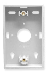 White single gang low profile mounting box for network cabling with pre-drilled holes and cable management features